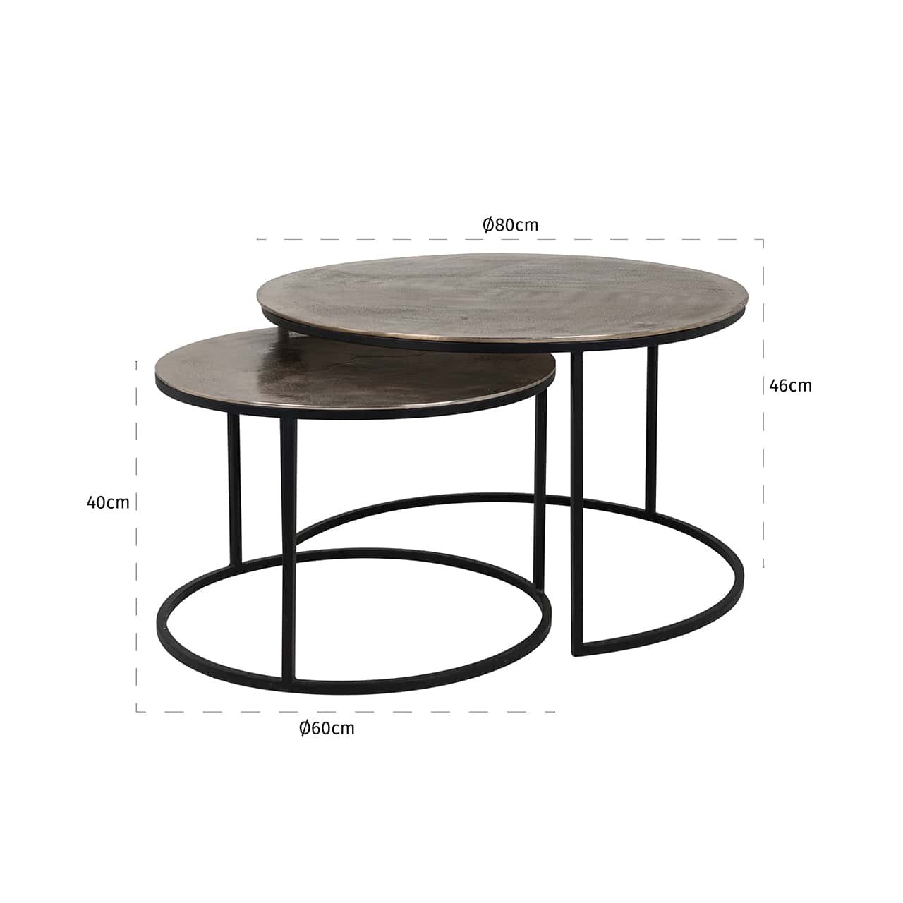 Coffee table Asher set of 2 (Champagne gold)